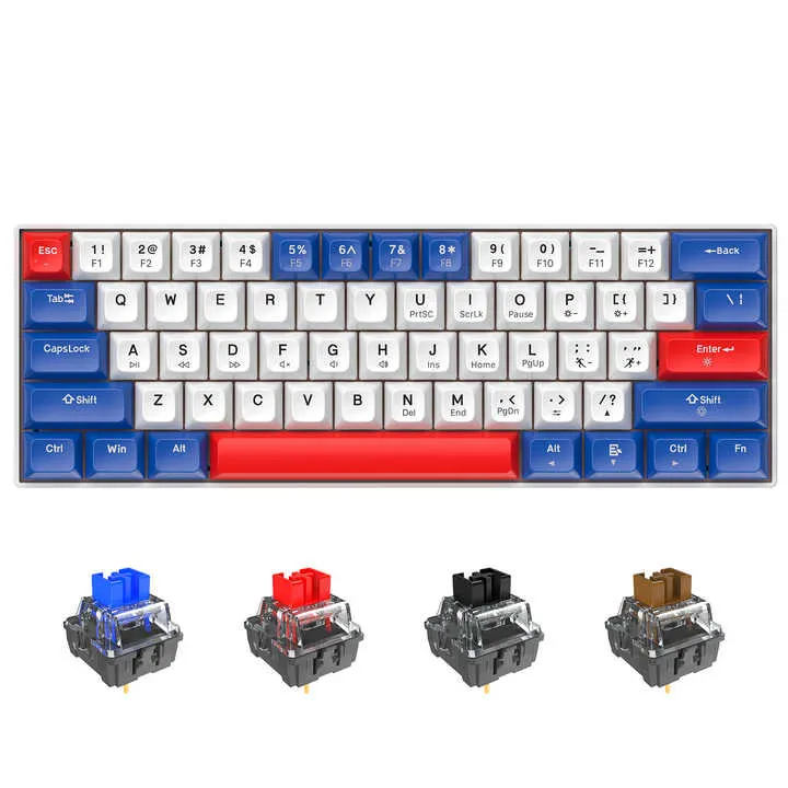 لوحة مفاتيح محمولة للألعاب الميكانيكية بإضاءة . 61 Keys Backlit Mechanical Gaming Keyboard Portable