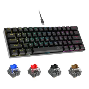 لوحة مفاتيح محمولة للألعاب الميكانيكية بإضاءة . 61 Keys Backlit Mechanical Gaming Keyboard Portable