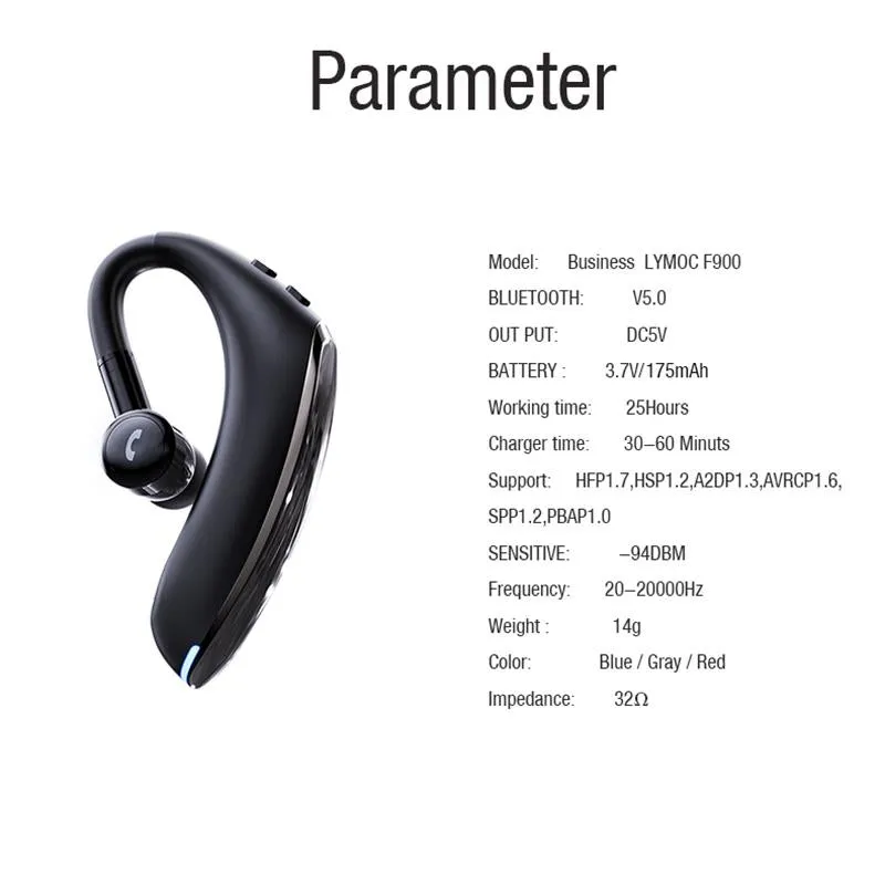 180 Degree Rotating Wireless Bluetooth Car Handsfree Earphones
