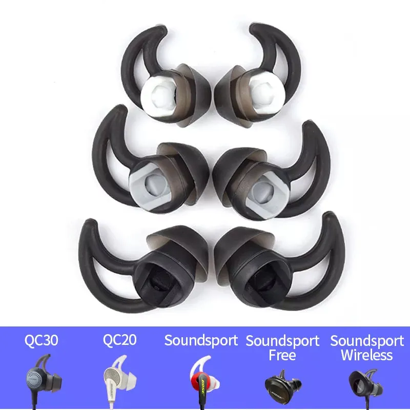 3 Pairs Silicone Tips for Bose Sound Sport Wireless Qc20 Qc30