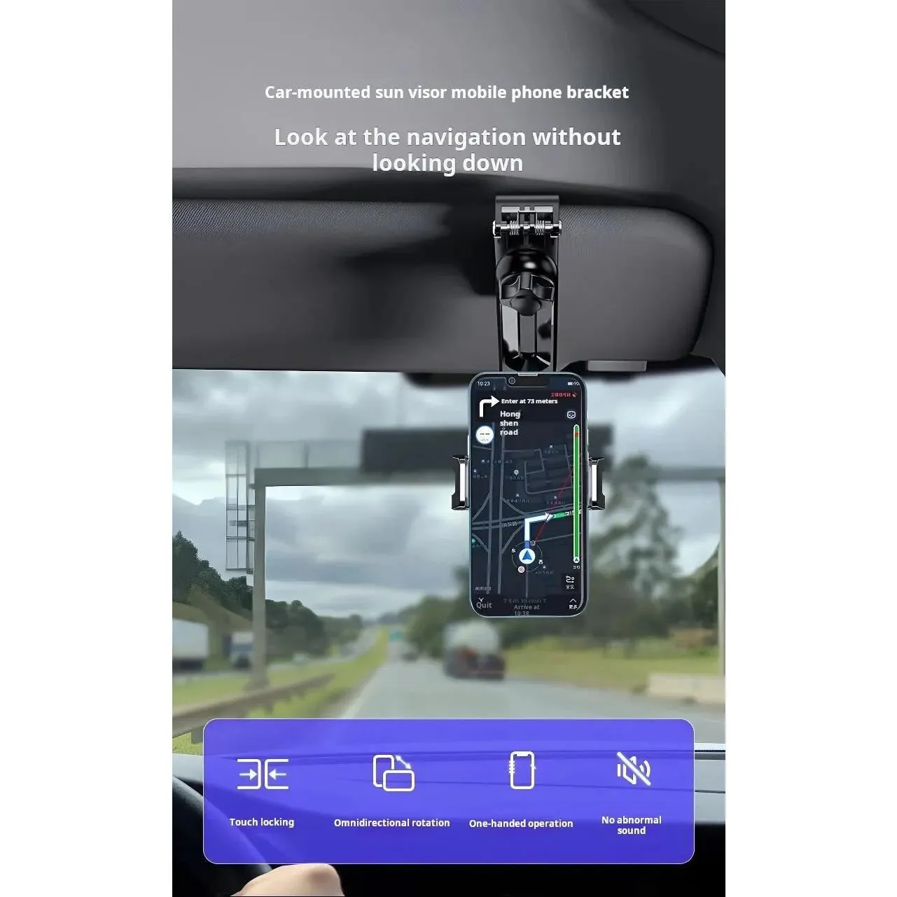 360° Adjustable Rearview Mirror Phone Mount - Universal Fit Car Phone Holder