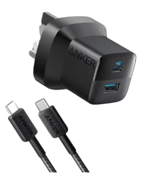 Anker 323 Charger With 322 USB-C to USB-C Cable (33W , 3ft) -Black