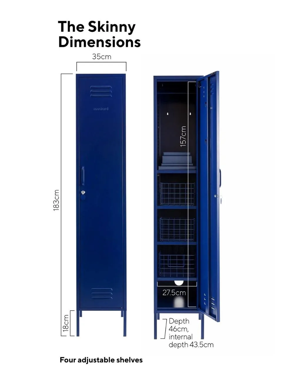 Mustard Made Skinny Locker in Navy Blue