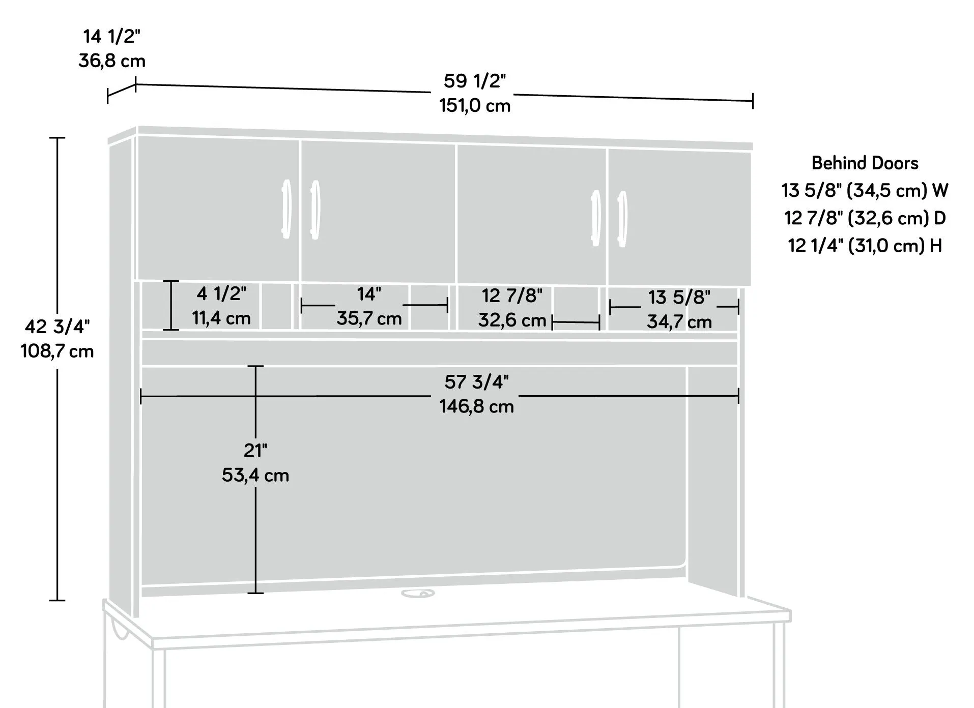 Palm Crest Commercial Grade Credenza Hutch