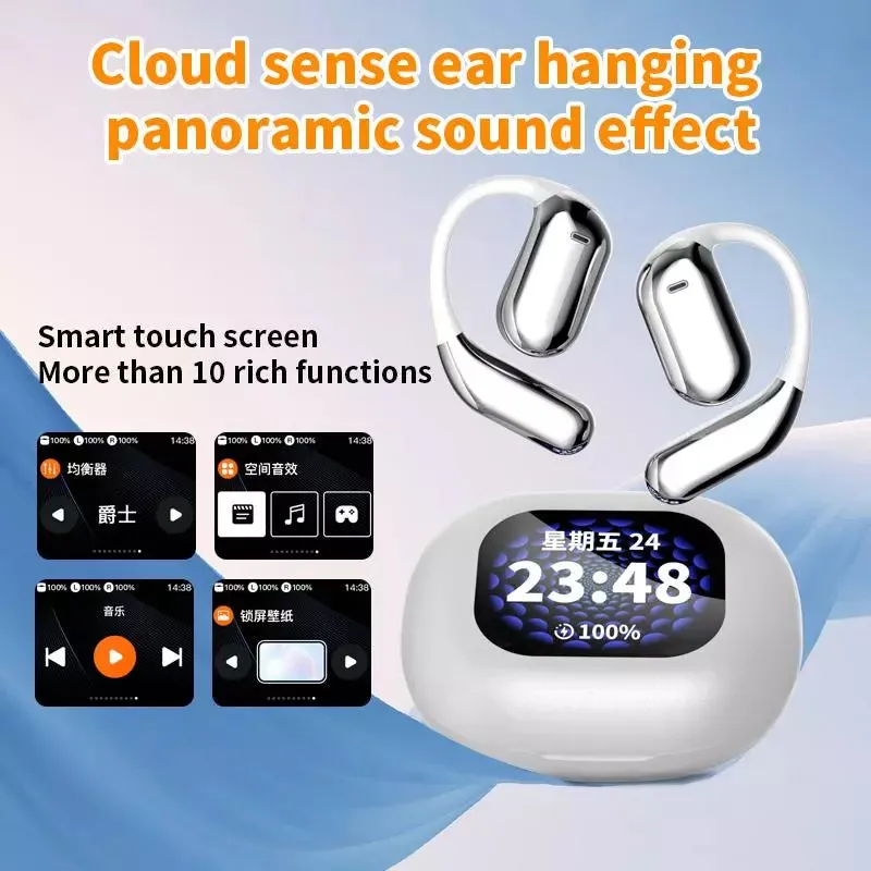 Q16 Pro Open-Ear Comfort True Wireless LCD Earbuds Bluetooth 5.4 New