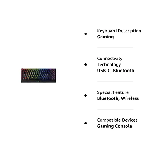 Razer BlackWidow V3 Mini HyperSpeed 65% Wireless Mechanical Gaming Keyboard: Yellow Mechanical Switches - Linear & Silent, 2.4 GHz, Bluetooth, Gaming Keyboards for Windows and Mac Computers (Renewed)